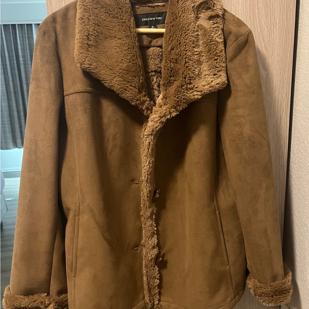 Jones New York Tan Faux Fur Coat